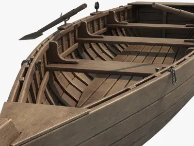 Wooden Boat v2 Low-poly 3D model