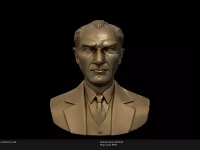 Low Poly Bronze Statue Ataturk 2 Low-poly 3D model