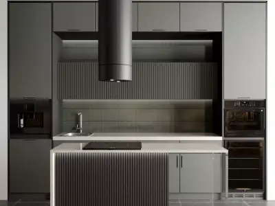  modern kitchen with 5 appliance kitchen Free 3D model