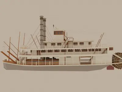 Paddle Steamer River Boat 3D model
