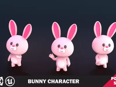 Funny Bunny Character Lowpoly Low-poly 3D model
