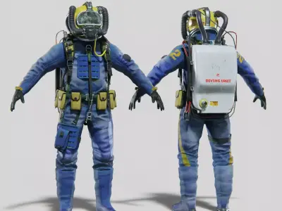 Modern Deep Sea Diving Suit Low-poly 3D model