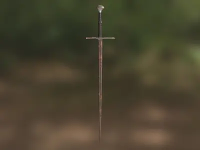 Lowpoly medieval rusted longsword - PBR Low-poly 3D model