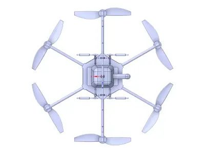 Hexacopter Spray drone solid CAD for CFD 3D model