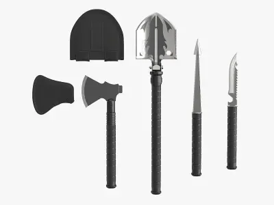 Survival and Camping Kit Low-poly 3D model
