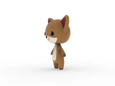 Cartoon Fox v002 character 3D model