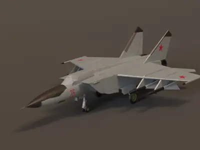 MiG-25 Fighter Jet 3D Model Lowpoly Low-poly 3D model