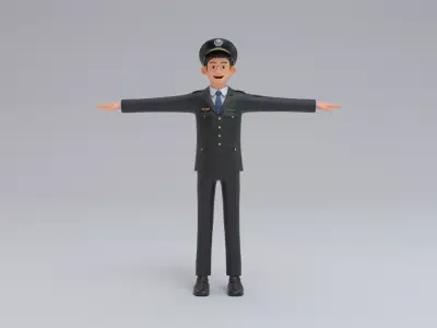 Airline Pilot captain Low-poly 3D model