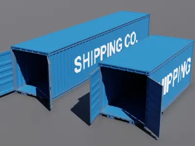 Standard shipping containers 40 feet and 20 feet 3D model