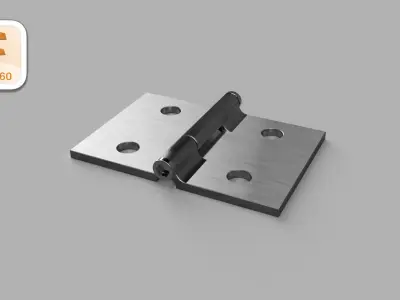 Simple Hinge with Four holes out of steel 3D model