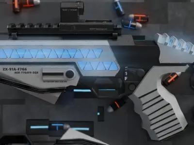 AAA  Sci-Fi Tactical Handgun ZX-91A Low-poly 3D model