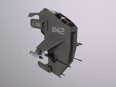 starship fighter lowpoly model SCI fi Low-poly 3D model
