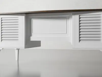 Transitional 5-drawer writting desk 3D model Free 3D model
