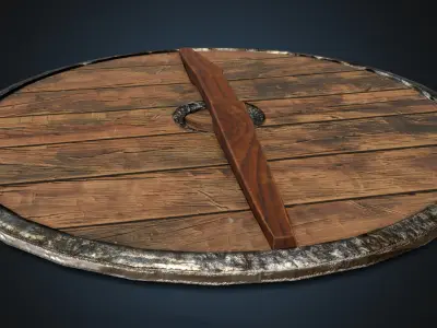 Round viking shield Low-poly 3D model
