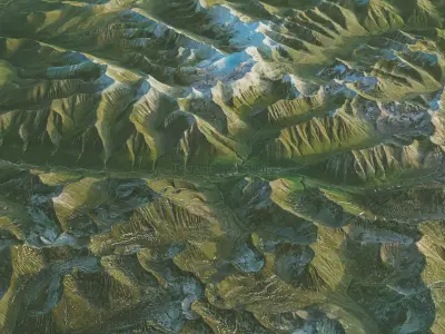 Arrigetch Peaks Alaska 3D Landscape 40km x 40km 5m DEM 3D model