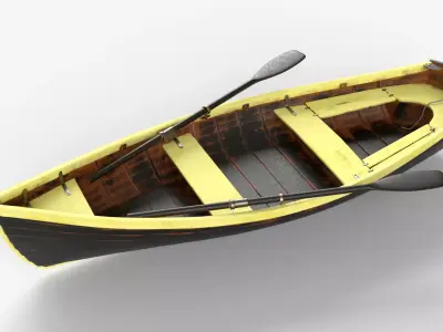 Black wooden boat 3D model