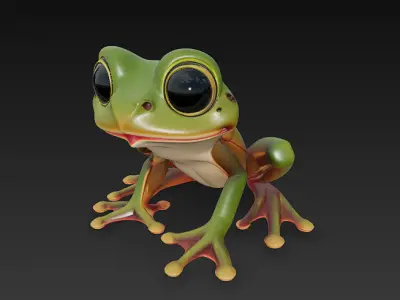 Frog Realistic 3D Model Basic - Low Poly Realistic  Low-poly 3D model