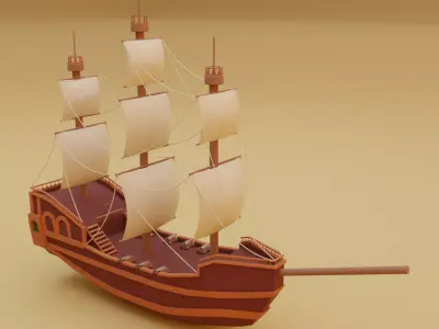 Stylized water ship 3D model for game 3D model