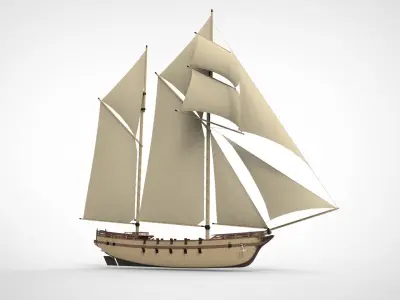 historical sailing ship 3D model