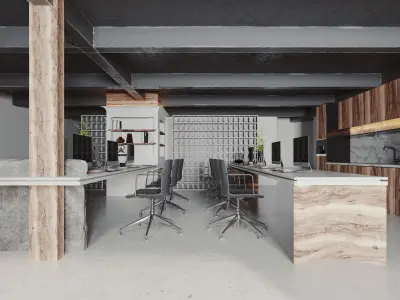 Office reception lobby interior scene 3D model