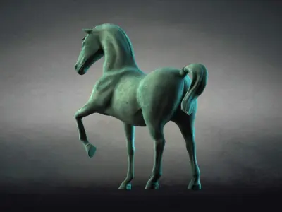 Carving Horse And Marble Stone Horse 3D model