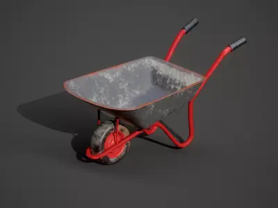Old Metal Wheelbarrow Free low-poly 3D model