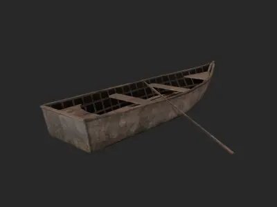 Wood Boat  Low-poly 3D model