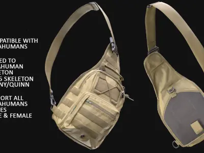 Tactical Shoulder Bag 129 - All MH Bodies-UE5 Skeletons - Rigged Low-poly 3D model