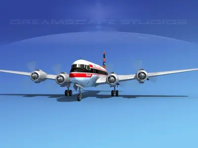Douglas DC-6 Braniff International 3D model