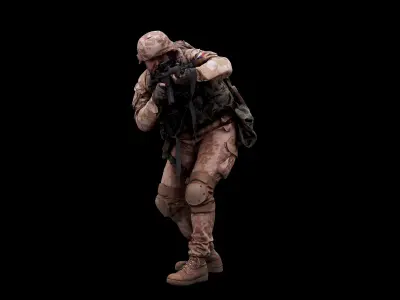 Cleaned 3D scan Robert Watson ACR Paratrooper Crouch 3D model
