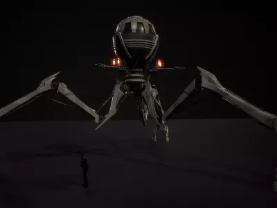 Combat Tri Droid Low-poly 3D model