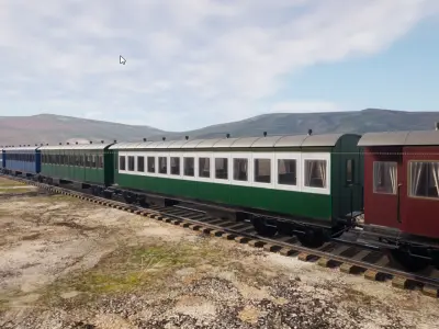 locomotive  animation passenger car with interior Low-poly 3D model