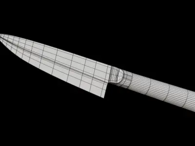 Shun Chefs Knife steel brushed Low-poly 3D model