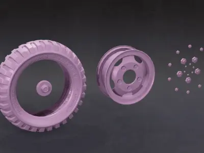 Military Truck Wheel Low-poly 3D model Low-poly 3D model