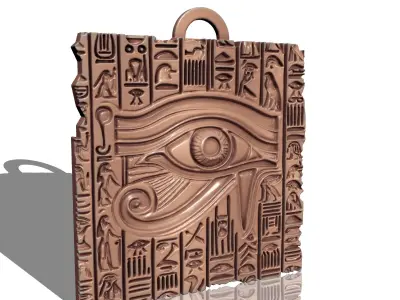 COPY OF OLD EGYPT HIEROGLYPHS EYE HORUS CARVED BOARD PENDANT 3D print model