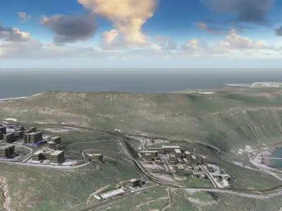 Island Naval Base Low-poly 3D model