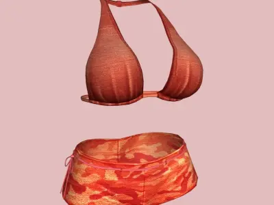 Sexy Red Army Bikini Low-poly 3D model