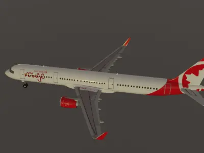 Air Canada Rouge airbus a321-211 low poly 3D Model Low-poly 3D model