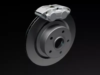 4 piston small disc brakes Low-poly 3D model