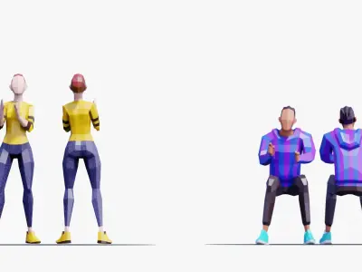 Cheering Crowd Pack - Animated and Rigged 3D model