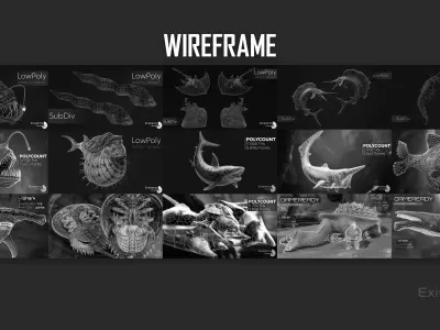 15 In 1 Bundle - Underwater Creature Fish Low-poly 3D model