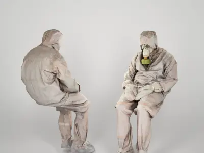 Soviet Liquidator of nuclear accident of Chernobyl sitting 56 Low-poly 3D model