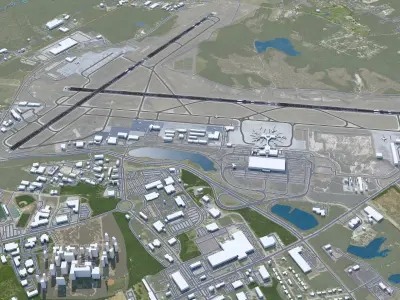 Columbia Metropolitan Airport 10km Low-poly 3D model