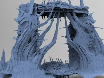 Mars Sci-Fi Monolith Massive structure 3 3D model