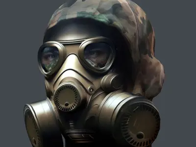 Gas mask helmet 3d model military combat Low-poly Low-poly 3D model