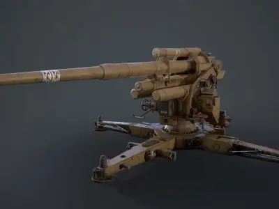 88mm German Flak Canon Low-poly 3D model
