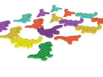 Dinosaur Pop It Fidget Toys Set 3D model