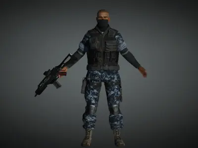 AAA Military Male Character 05 Low-poly 3D model