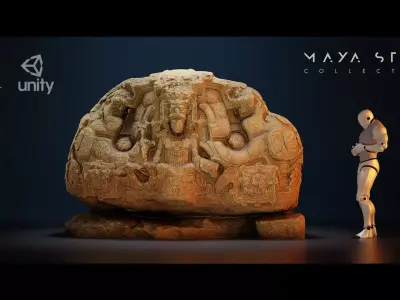 Mayan Stone 05 PBR 4K Low-poly 3D model