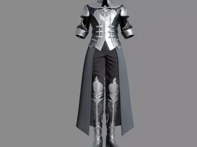 Fantasy Silver Knight Armor 3D model